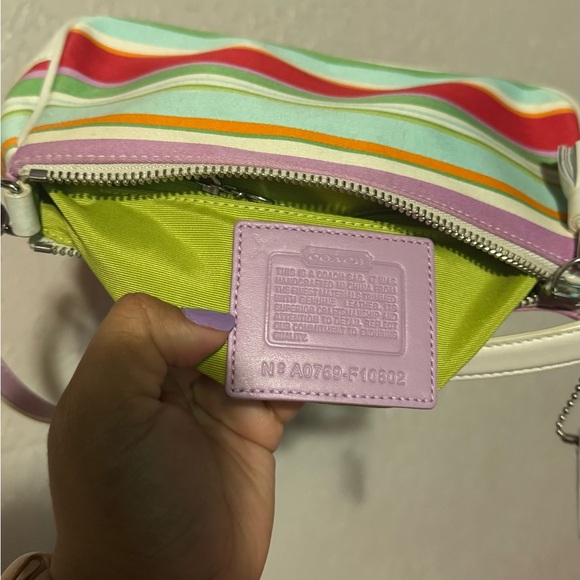 Coach Y2K Hampton Stripe Mini Shoulder Bag in Multi-color Canvas - Picture 7 of 8